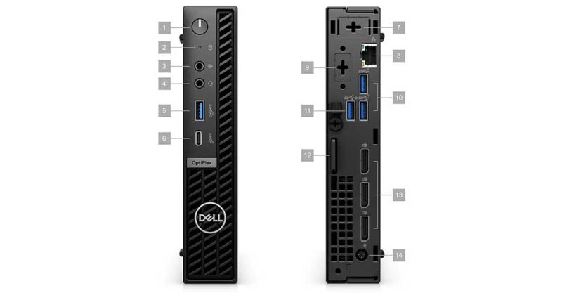 DELL OptiPlex MFF Plus Bağlantı Noktaları ve Yuvalar