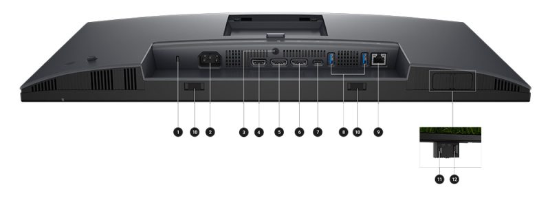 Dell Pro 32 Plus QHD USB-C Hub Monitor P3225DE Bağlantı Noktaları ve Yuvalar