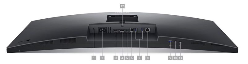 Dell Pro 34 Plus Video Konferans Monitörü P3424WEB Bağlantı Noktaları ve Yuvalar
