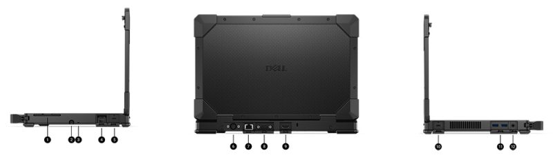 DELL Pro Rugged 14 Notebook Bağlantı Noktaları ve Yuvalar
