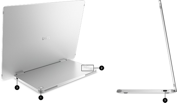 Dell Pro 14 Plus Portable Monitor P1425 Bağlantı Noktaları ve Yuvalar